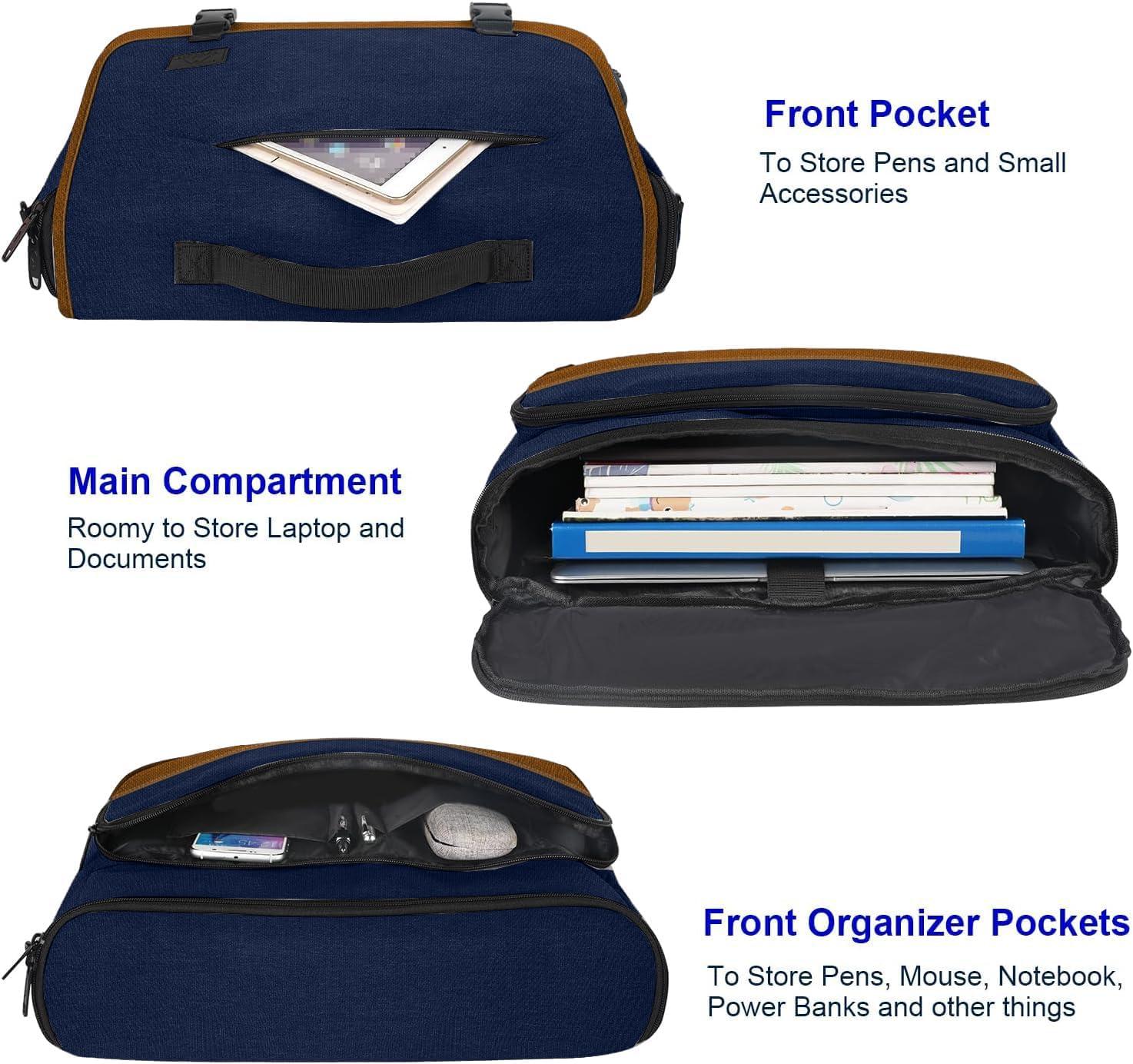 imageMATEIN Messenger Bag for Men Briefcases Lightweight Mens Laptop Bag 173 inch Water Resistant Crossbody Satchel Computer Work Office Case with Shoulder Strap BrownBluebrown