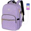 imageMATEIN Cute Backpack for Girls Water Resistant School Backpack with Charging Port Fits 156 Inch Laptop MultiFunctional Bookbag for Middle School with USB Charging Port Gift for Girls PinkPurple