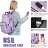 imageMATEIN Cute Backpack for Girls Water Resistant School Backpack with Charging Port Fits 156 Inch Laptop MultiFunctional Bookbag for Middle School with USB Charging Port Gift for Girls PinkPurple