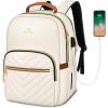 imageMATEIN Cute Backpack for Girls Water Resistant School Backpack with Charging Port Fits 156 Inch Laptop MultiFunctional Bookbag for Middle School with USB Charging Port Gift for Girls PinkBeige