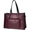 imageMATEIN Womens Work Bag with Lunch Compartment 156 Inch PU Leather Laptop Handbags with Insulated Pocket Waterproof Large Office Bag for Work Purple Lunch Tote Purse for Teacher Nurse GiftPurple