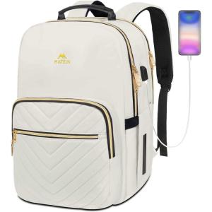 imageMATEIN Cute Backpack for Girls Water Resistant School Backpack with Charging Port Fits 156 Inch Laptop MultiFunctional Bookbag for Middle School with USB Charging Port Gift for Girls PinkWhite