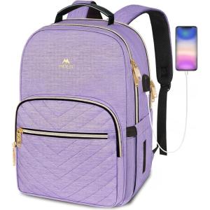 imageMATEIN Cute Backpack for Girls Water Resistant School Backpack with Charging Port Fits 156 Inch Laptop MultiFunctional Bookbag for Middle School with USB Charging Port Gift for Girls PinkPurple