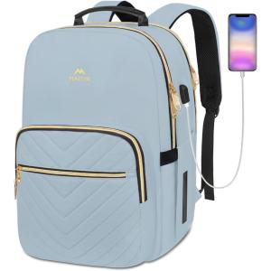 imageMATEIN Cute Backpack for Girls Water Resistant School Backpack with Charging Port Fits 156 Inch Laptop MultiFunctional Bookbag for Middle School with USB Charging Port Gift for Girls PinkBlue