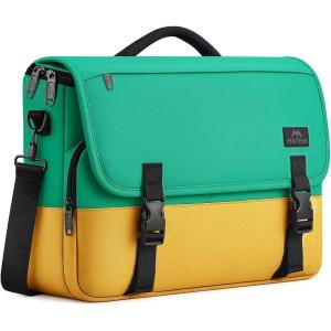 imageMATEIN Messenger Bag for Men Briefcases Lightweight Mens Laptop Bag 173 inch Water Resistant Crossbody Satchel Computer Work Office Case with Shoulder Strap BrownGreenyellow