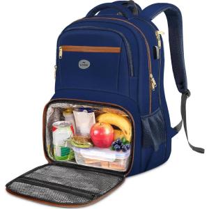imageMATEIN Work Backpack with Lunch Compartment Large 17 Inch Office Backpack with Computer Pocket USB Charging Port TSA Anti Theft Carry On College Bookbag for Business Travel Picnic Gifts BlueOrangeBlueorange