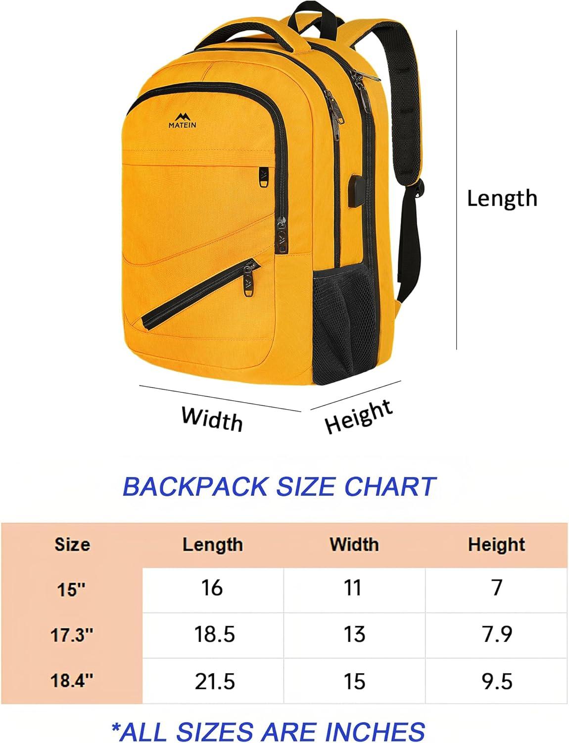 imageMATEIN College Laptop Backpack for Women Stylish 17 Inch Lightweight Outdoor Bag with USB Charging Port ampamp Luggage Strap Water Resistant Large Travel Computer Backpack Blue GreenYellow