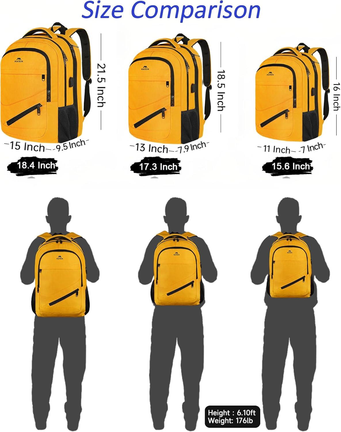 imageMATEIN College Laptop Backpack for Women Stylish 17 Inch Lightweight Outdoor Bag with USB Charging Port ampamp Luggage Strap Water Resistant Large Travel Computer Backpack Blue GreenYellow