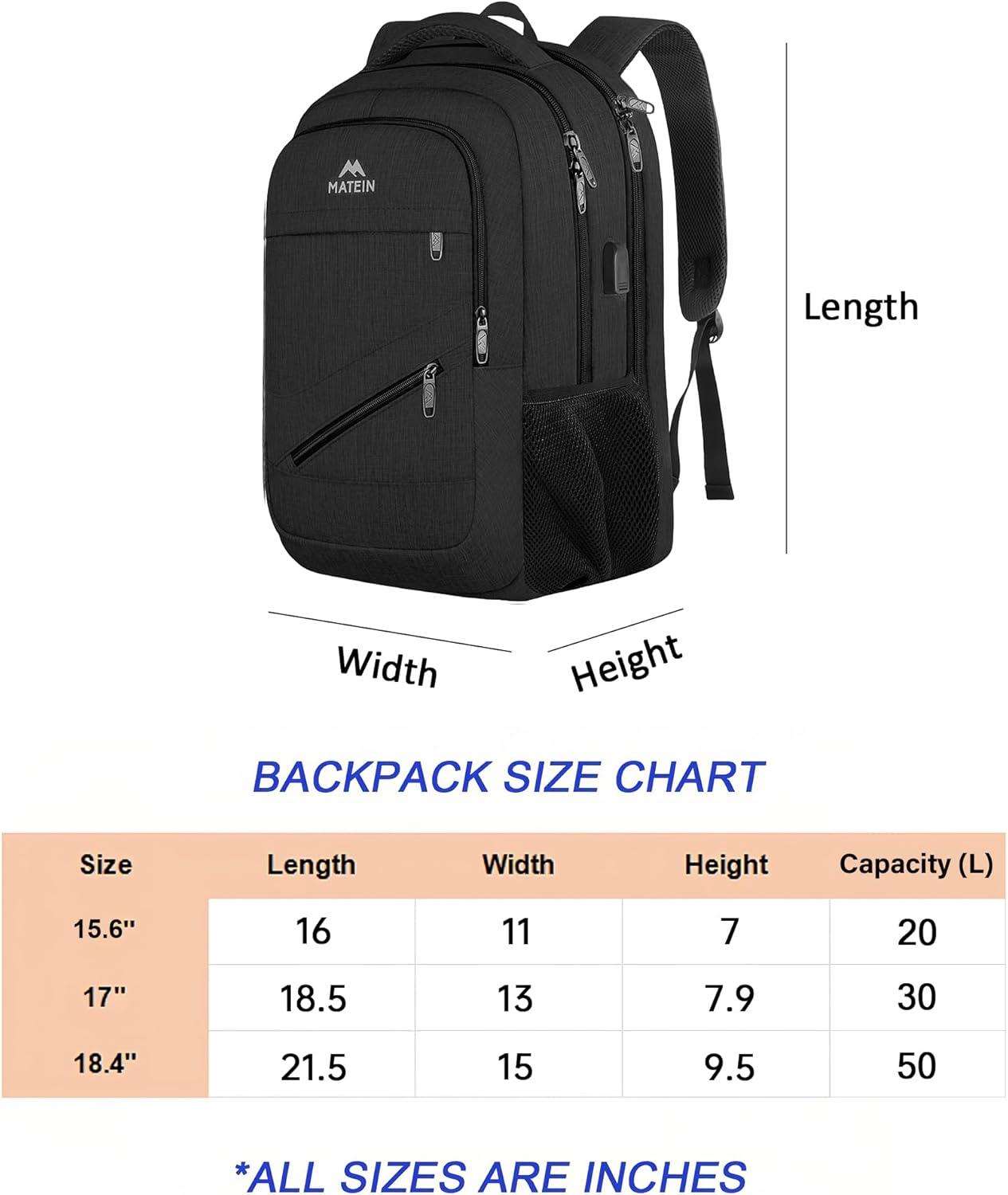 imageMATEIN College Laptop Backpack for Women Stylish 17 Inch Lightweight Outdoor Bag with USB Charging Port ampamp Luggage Strap Water Resistant Large Travel Computer Backpack Blue GreenBlack