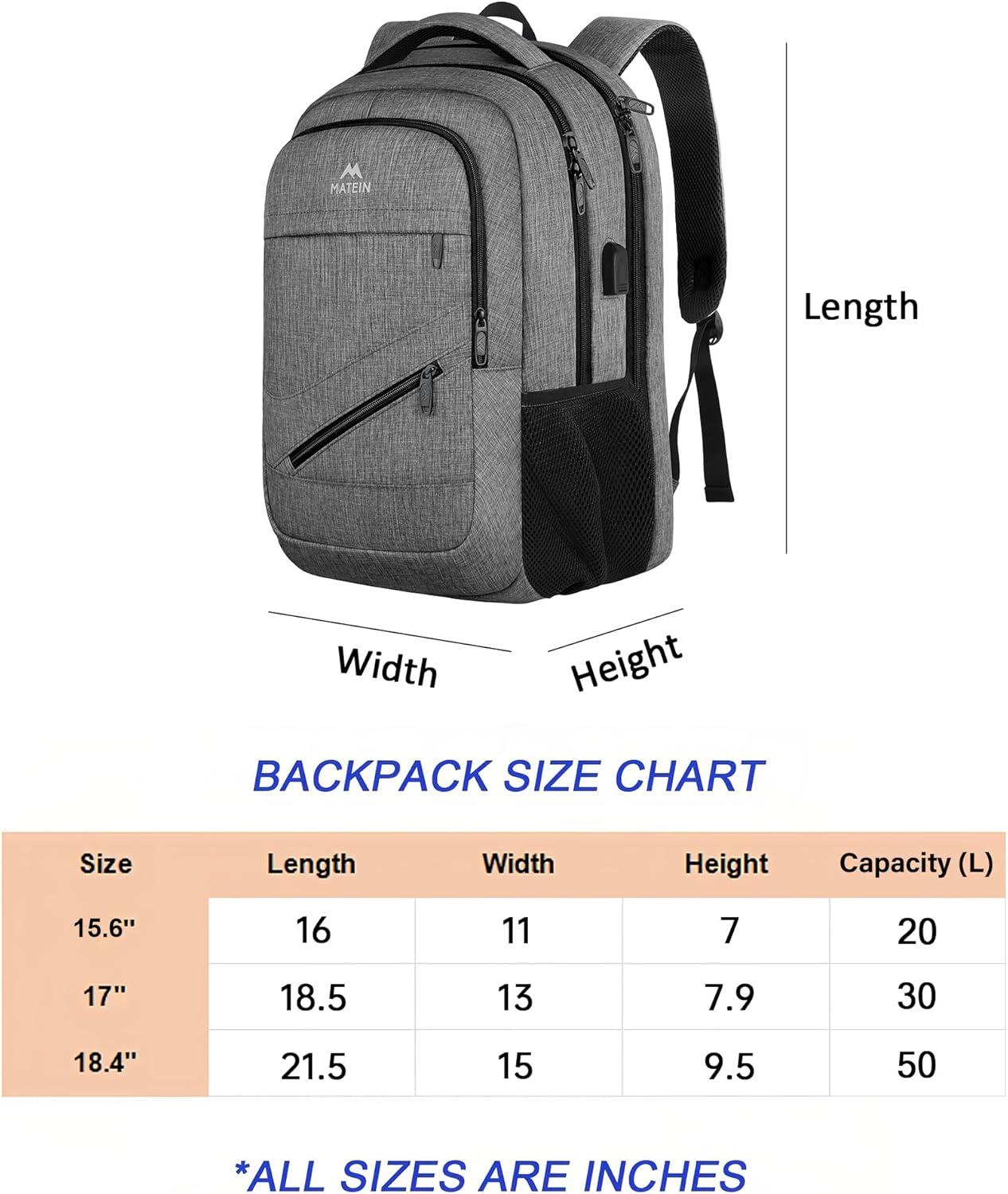 imageMATEIN College Laptop Backpack for Women Stylish 17 Inch Lightweight Outdoor Bag with USB Charging Port ampamp Luggage Strap Water Resistant Large Travel Computer Backpack Blue GreenGrey