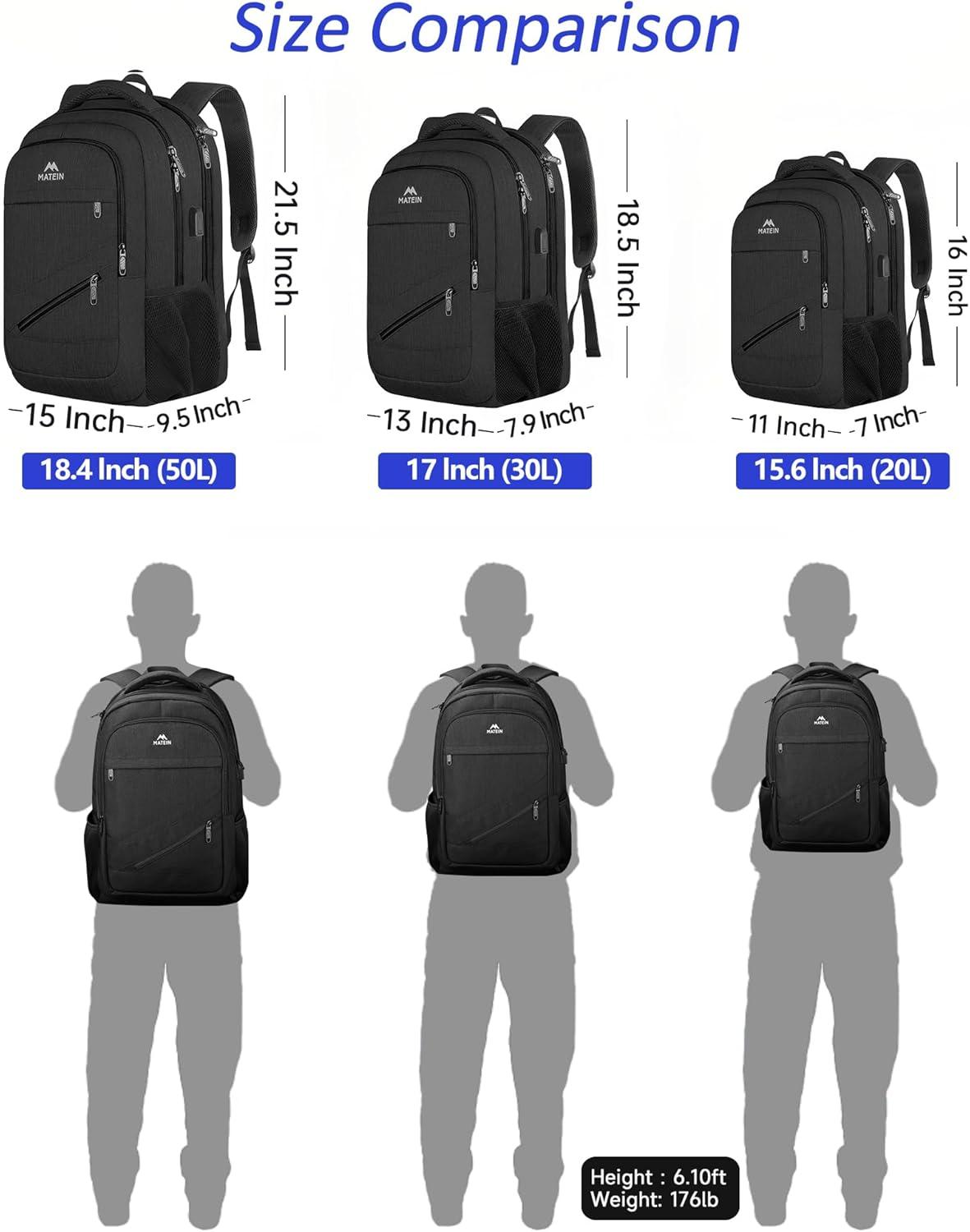 imageMATEIN College Laptop Backpack for Women Stylish 17 Inch Lightweight Outdoor Bag with USB Charging Port ampamp Luggage Strap Water Resistant Large Travel Computer Backpack Blue GreenBlack