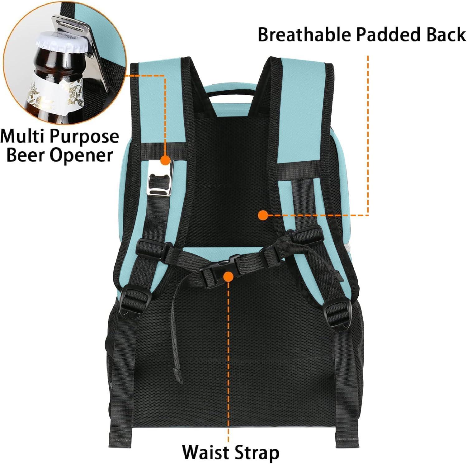 imageMATEIN Cooler Backpack 26 Cans Insulated Lunch Backpack for Men Women Leakproof Double Layer Lunch Cooler Bag Lightweight Soft Lunch Backpack with Cooler Compartment Beach Camping Hiking Beer GiftsCyan