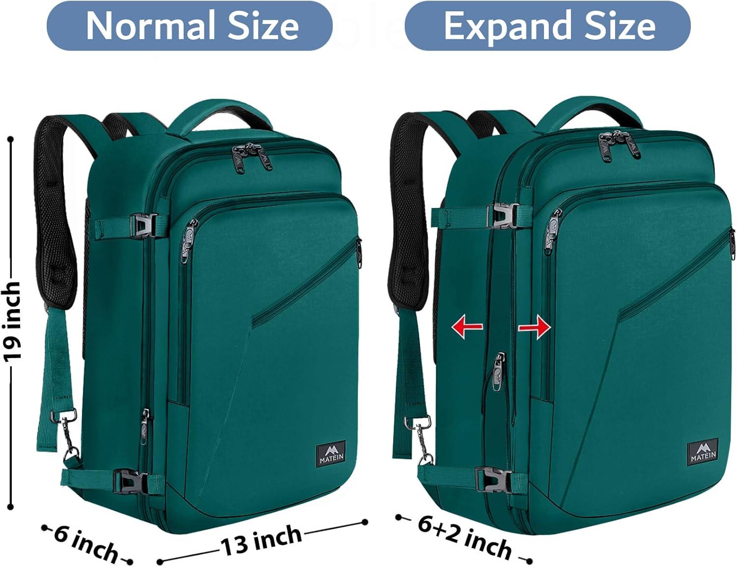 imageMATEIN Purple Travel Backpack Large Capacity Carry on Backpack with Detachable Shoulder Straps Water Resistant Personal Item Bag for Traveler Traveling Essential for WomenPeacock Blue