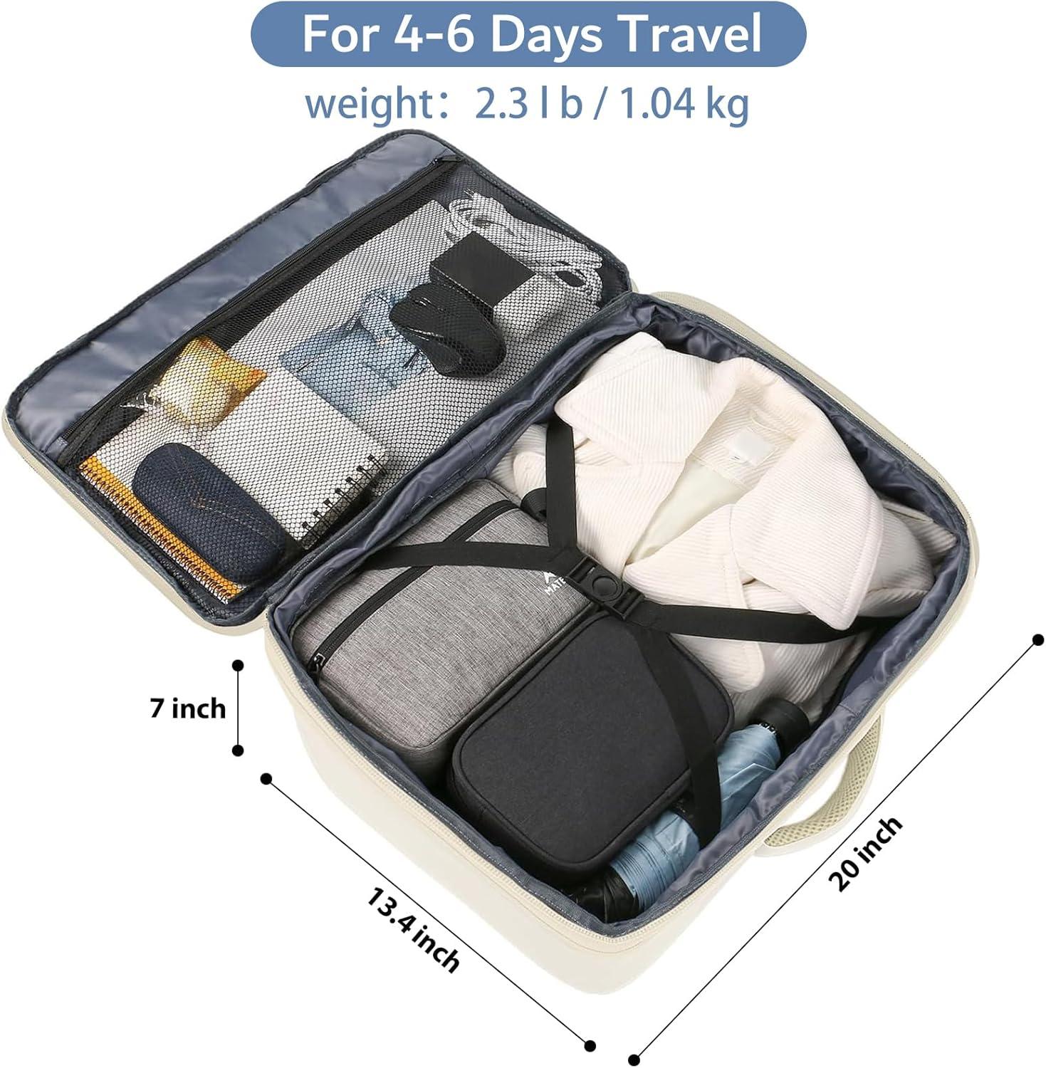 imageMATEIN Purple Travel Backpack Large Capacity Carry on Backpack with Detachable Shoulder Straps Water Resistant Personal Item Bag for Traveler Traveling Essential for WomenLight Beige