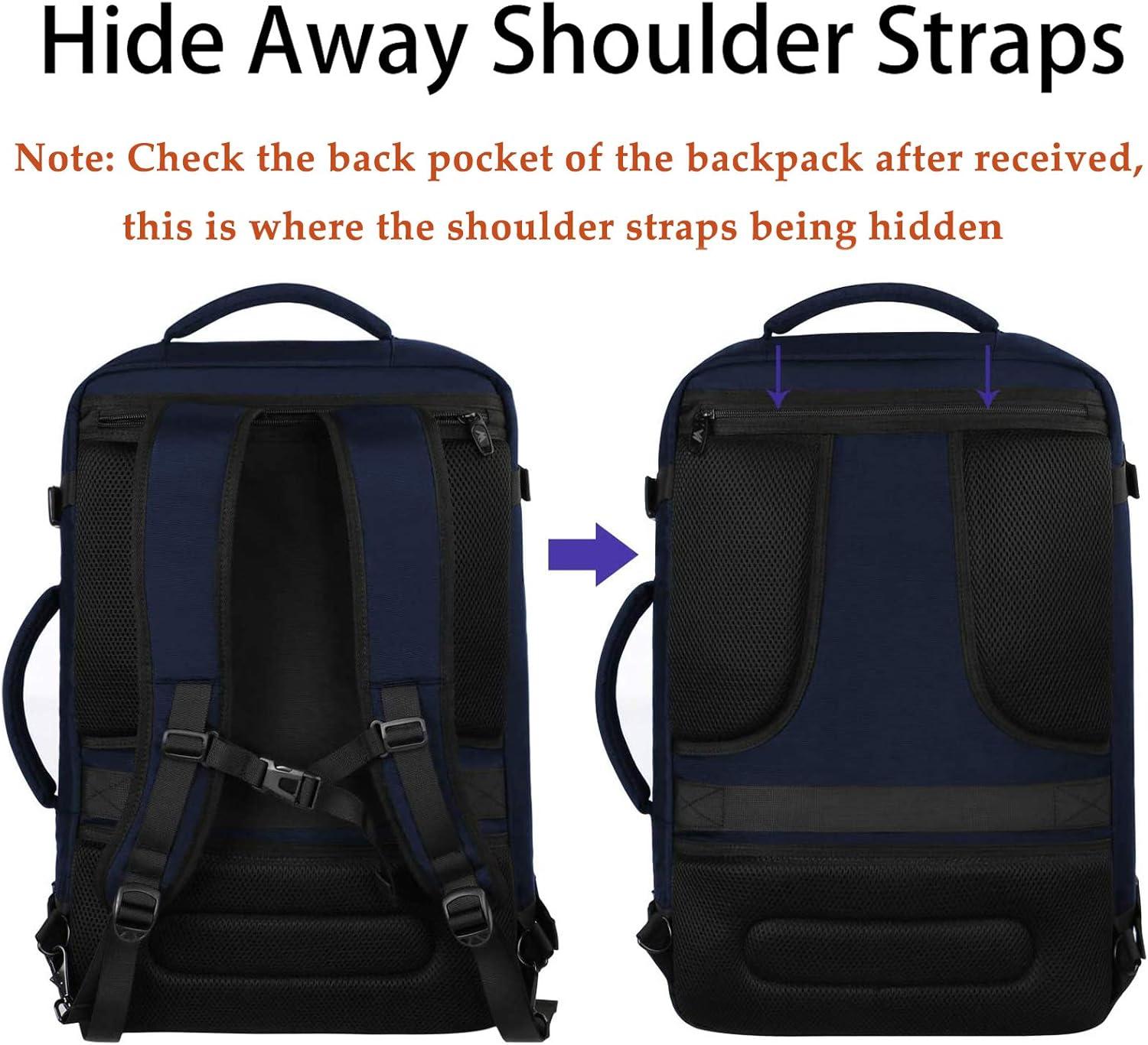 imageMATEIN Purple Travel Backpack Large Capacity Carry on Backpack with Detachable Shoulder Straps Water Resistant Personal Item Bag for Traveler Traveling Essential for WomenBlue