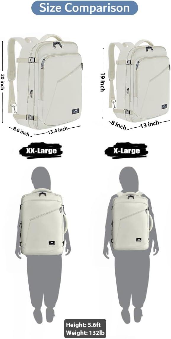 imageMATEIN Purple Travel Backpack Large Capacity Carry on Backpack with Detachable Shoulder Straps Water Resistant Personal Item Bag for Traveler Traveling Essential for WomenLight Beige