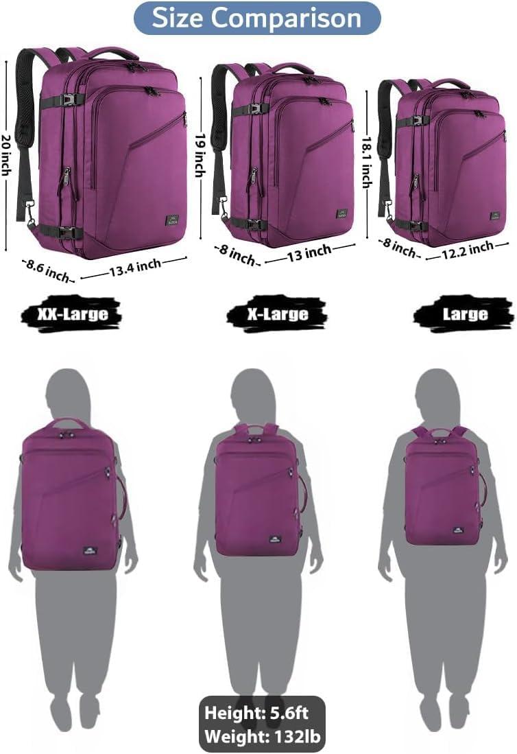 imageMATEIN Purple Travel Backpack Large Capacity Carry on Backpack with Detachable Shoulder Straps Water Resistant Personal Item Bag for Traveler Traveling Essential for WomenPurple