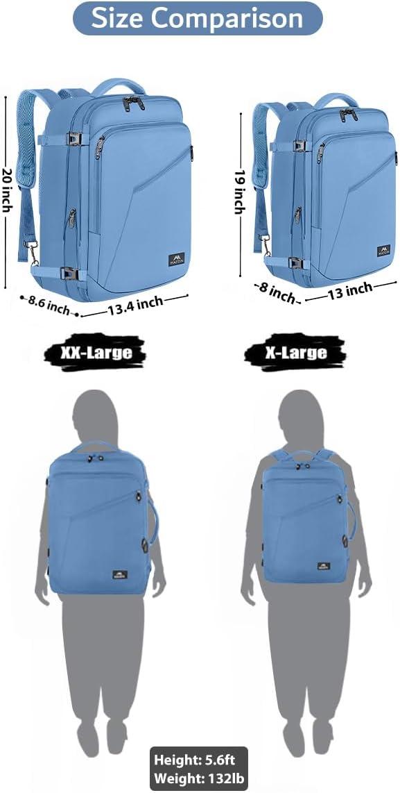 imageMATEIN Purple Travel Backpack Large Capacity Carry on Backpack with Detachable Shoulder Straps Water Resistant Personal Item Bag for Traveler Traveling Essential for WomenLight Blue