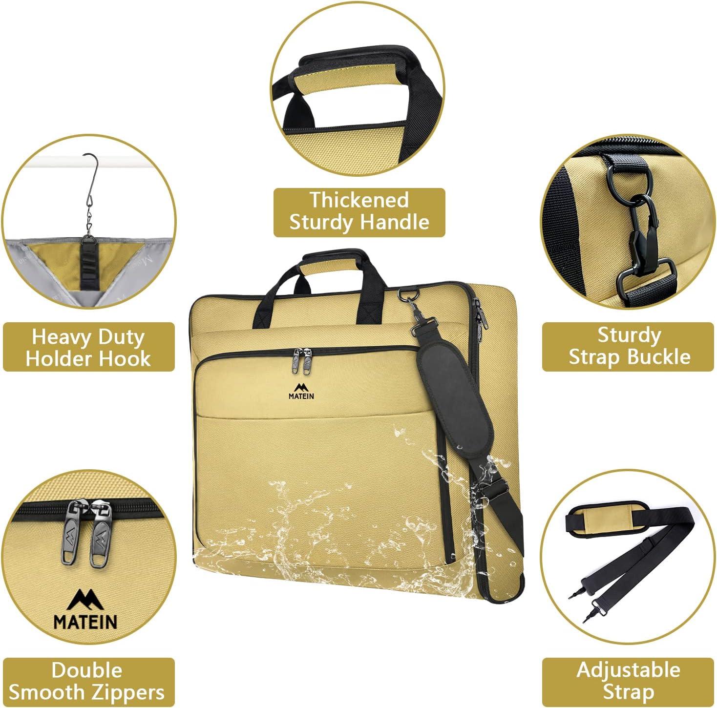 imageMATEIN Travel Garment Bag for Hanging Clothes Large Suit Travel Bag with Pockets ampamp Shoulder Strap for Business Trip Professional Wrinkle Resistant Foldable Suit Storage Carrier Luggage KhakiKhaki