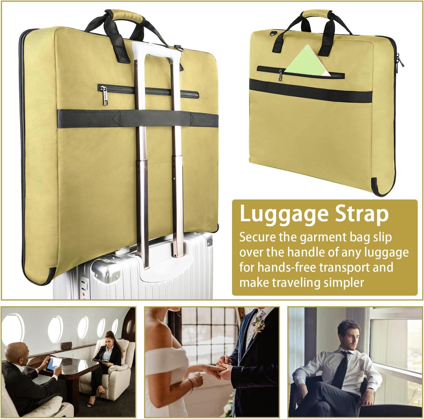 imageMATEIN Travel Garment Bag for Hanging Clothes Large Suit Travel Bag with Pockets ampamp Shoulder Strap for Business Trip Professional Wrinkle Resistant Foldable Suit Storage Carrier Luggage KhakiKhaki