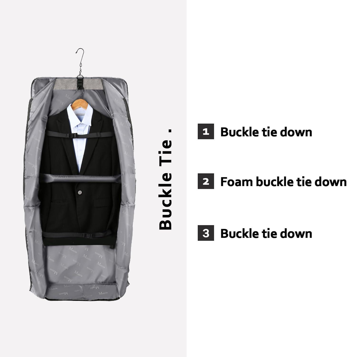 imageMATEIN Travel Garment Bag for Hanging Clothes Large Suit Travel Bag with Pockets ampamp Shoulder Strap for Business Trip Professional Wrinkle Resistant Foldable Suit Storage Carrier Luggage KhakiGrey