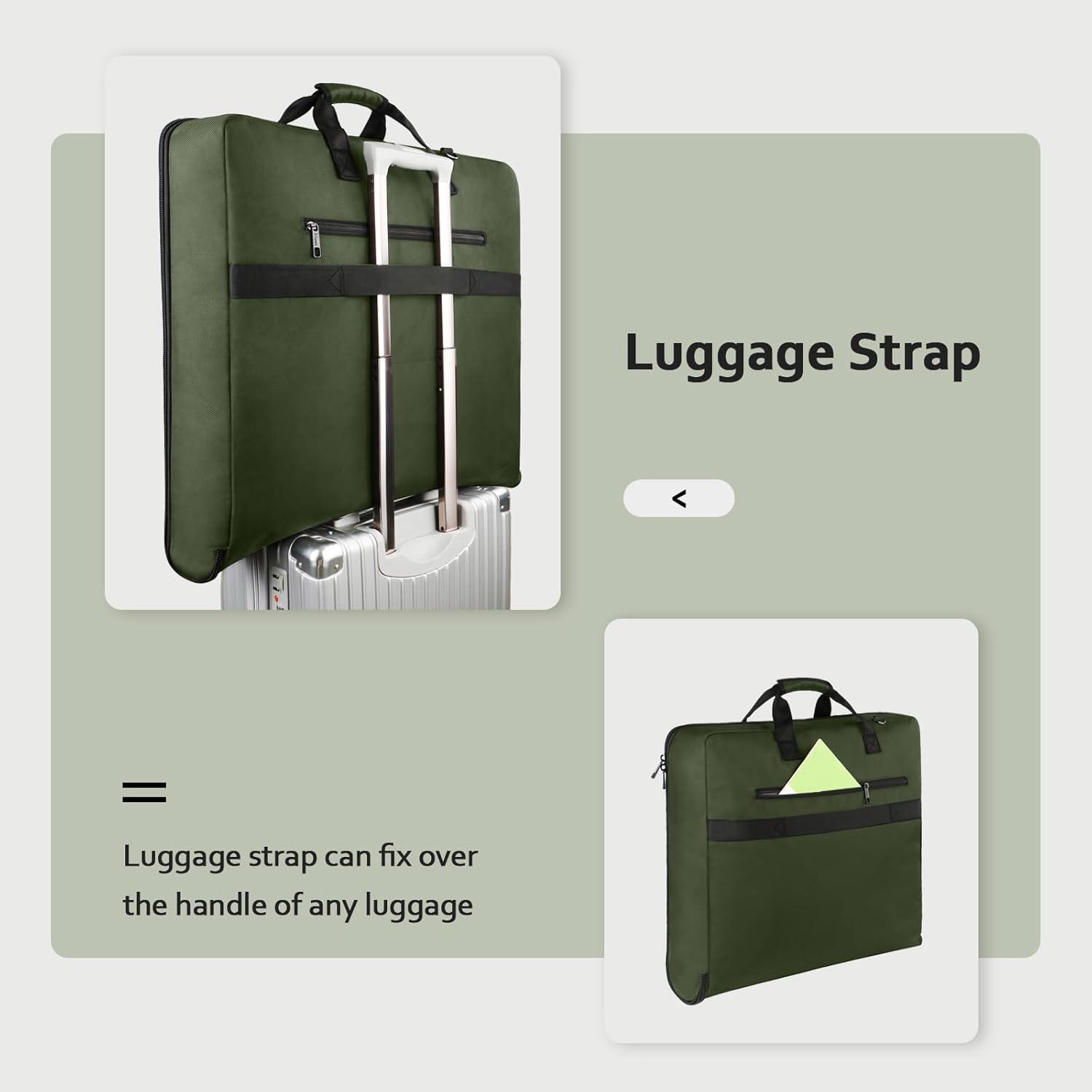 imageMATEIN Travel Garment Bag for Hanging Clothes Large Suit Travel Bag with Pockets ampamp Shoulder Strap for Business Trip Professional Wrinkle Resistant Foldable Suit Storage Carrier Luggage KhakiGreen