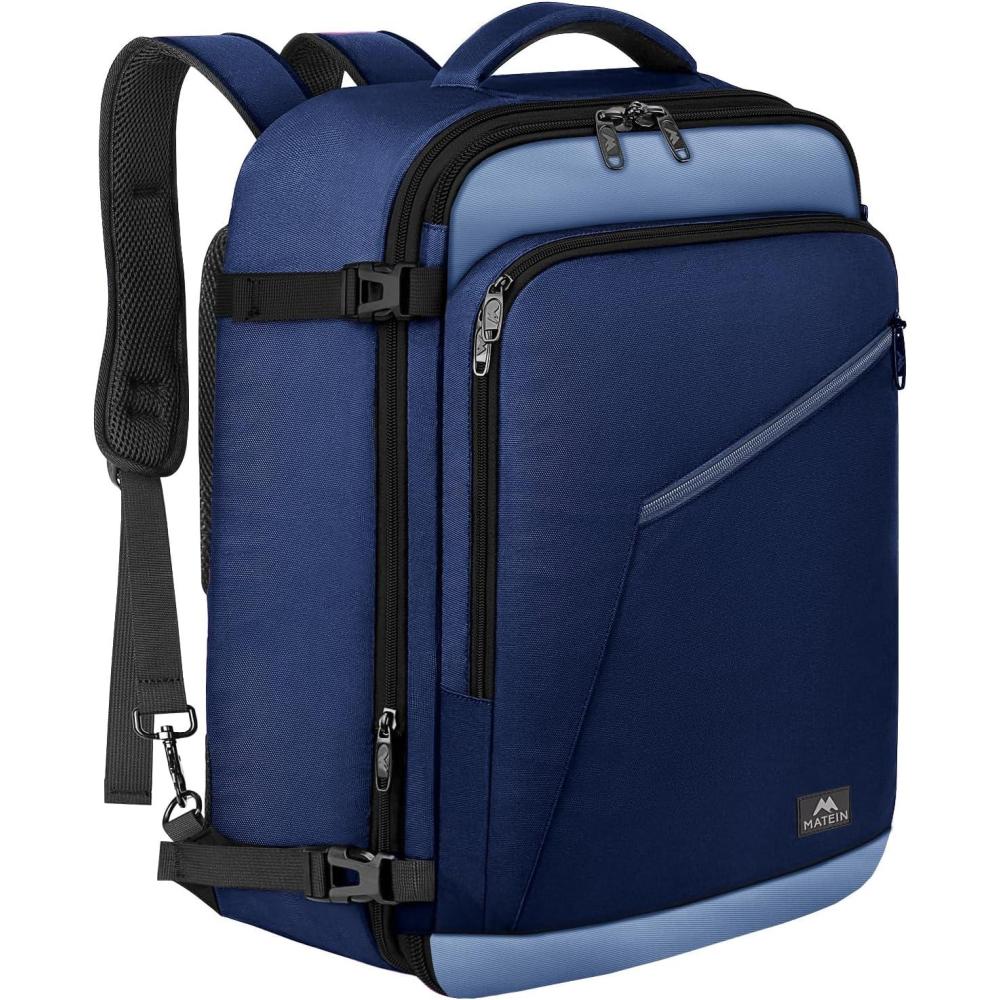 imageMATEIN Purple Travel Backpack Large Capacity Carry on Backpack with Detachable Shoulder Straps Water Resistant Personal Item Bag for Traveler Traveling Essential for WomenGrey Blue