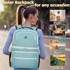 imageMATEIN Cooler Backpack 26 Cans Insulated Lunch Backpack for Men Women Leakproof Double Layer Lunch Cooler Bag Lightweight Soft Lunch Backpack with Cooler Compartment Beach Camping Hiking Beer GiftsCyan