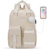 imageMATEIN 156 Laptop Backpack for Women Cute Corduroy Computer College Backpack with USB Charging Port TSA Lightweight Aesthetic Back Pack Travel Laptop Daypack for Work Nurse Teacher Gift BlueBeige