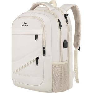 imageMATEIN College Laptop Backpack for Women Stylish 17 Inch Lightweight Outdoor Bag with USB Charging Port ampamp Luggage Strap Water Resistant Large Travel Computer Backpack Blue GreenBeige