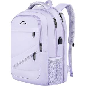 imageMATEIN College Laptop Backpack for Women Stylish 17 Inch Lightweight Outdoor Bag with USB Charging Port ampamp Luggage Strap Water Resistant Large Travel Computer Backpack Blue GreenPurple