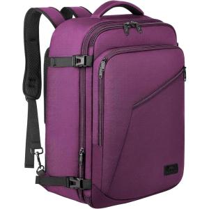 imageMATEIN Purple Travel Backpack Large Capacity Carry on Backpack with Detachable Shoulder Straps Water Resistant Personal Item Bag for Traveler Traveling Essential for WomenPurple