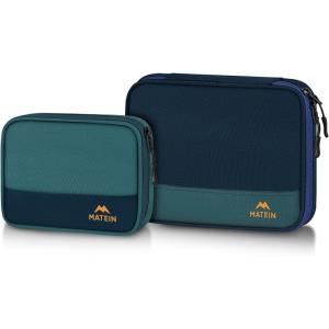 imageMATEIN Travel Cable Organizer Pouch Scratch Resistant Portable Charger Case for Electronic Accessories Travel Tech Bag for Cable Guitar Picks Cord Organizer Bag for Work ampamp Office 2 PackBlue