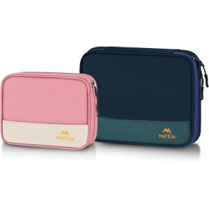 imageMATEIN Travel Cable Organizer Pouch Scratch Resistant Portable Charger Case for Electronic Accessories Travel Tech Bag for Cable Guitar Picks Cord Organizer Bag for Work ampamp Office 2 PackBluePink