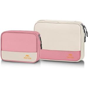 imageMATEIN Travel Cable Organizer Pouch Scratch Resistant Portable Charger Case for Electronic Accessories Travel Tech Bag for Cable Guitar Picks Cord Organizer Bag for Work ampamp Office 2 PackBeige