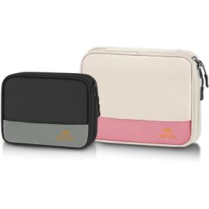 imageMATEIN Travel Cable Organizer Pouch Scratch Resistant Portable Charger Case for Electronic Accessories Travel Tech Bag for Cable Guitar Picks Cord Organizer Bag for Work ampamp Office 2 PackBeigeGrey