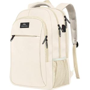imageMATEIN Travel Laptop Backpack Slim Sturdy College Laptops Backpack with USB Charging Port Business Anti Theft Water Resistant Computer Bag Gift for Men ampamp Women Fits 156 Inch NotebookBeige