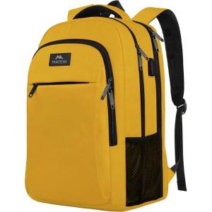 imageMATEIN Travel Laptop Backpack Slim Sturdy College Laptops Backpack with USB Charging Port Business Anti Theft Water Resistant Computer Bag Gift for Men ampamp Women Fits 156 Inch NotebookBright Yellow