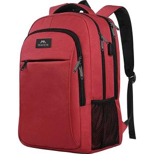 imageMATEIN Travel Laptop Backpack Slim Sturdy College Laptops Backpack with USB Charging Port Business Anti Theft Water Resistant Computer Bag Gift for Men ampamp Women Fits 156 Inch NotebookRed