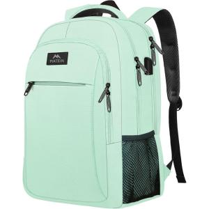 imageMATEIN Travel Laptop Backpack Slim Sturdy College Laptops Backpack with USB Charging Port Business Anti Theft Water Resistant Computer Bag Gift for Men ampamp Women Fits 156 Inch NotebookMint Green
