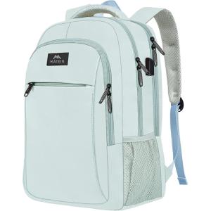 imageMATEIN Travel Laptop Backpack Slim Sturdy College Laptops Backpack with USB Charging Port Business Anti Theft Water Resistant Computer Bag Gift for Men ampamp Women Fits 156 Inch NotebookLight Blue