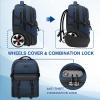 imageMATEIN Rolling Backpack with Wheels 17 Inch Large Roller Backpack with Combination Lock Water Resistant Anti Theft Travel Wheeled Backpacks Laptop Back Pack for Men Women Work Business Commute BlueBlue