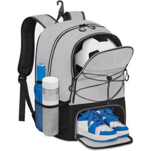 imageMATEIN Girls Soccer Bag Water Resistant Youth Soccer Bag with Fence Hook Lightweight Girls Basketball Ball Backpack with Ball ampamp Shoes Compartment 156 Inch Sports Equipment Laptop Backpack BlackGray