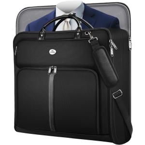 imageMATEIN Suit Bag Travel Large Travel Garment Bag Up to 7 Suits with Strap Business Foldable Garment Carrier Fit 173 inch laptop 2 in 1 Carry On Hanging Luggage Suitcase with Shoe Compartment BlueBlack