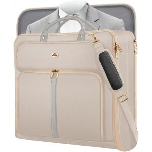 imageMATEIN Suit Bag Travel Large Travel Garment Bag Up to 7 Suits with Strap Business Foldable Garment Carrier Fit 173 inch laptop 2 in 1 Carry On Hanging Luggage Suitcase with Shoe Compartment BlueBeige