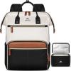 imageMATEIN Insulated Lunch Backpack 173 Inch Laptop Backpack with Lunch Compartment Teacher Work Bag with Lunchbox Meal Prep Bag Nurse Backpacks Gifts for Men Women Office College Commute 2pcs SetBlack White Brown