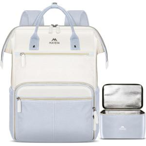 imageMATEIN Insulated Lunch Backpack 173 Inch Laptop Backpack with Lunch Compartment Teacher Work Bag with Lunchbox Meal Prep Bag Nurse Backpacks Gifts for Men Women Office College Commute 2pcs SetLight Blue