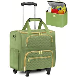 imageMATEIN Rolling Briefcase for Women Rolling Work Bag with Wheels ampamp Detachable Cart Fit 156 Inch Laptop Roller Laptop Tote Bag with Insulated Lunch Box for Teacher Commute Office Work College PurpleGreen
