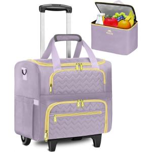 imageMATEIN Rolling Briefcase for Women Rolling Work Bag with Wheels ampamp Detachable Cart Fit 156 Inch Laptop Roller Laptop Tote Bag with Insulated Lunch Box for Teacher Commute Office Work College PurplePurple
