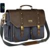 image:imageMATEIN Vintage Messenger Bag for Women 156 Inch Laptop Bag Large Canvas PU Leather Briefcase with USB Port Water Resistant Computer Shoulder Satchel Crossbody for Work Commuting GreyBlackBrown  Charcoal Grey